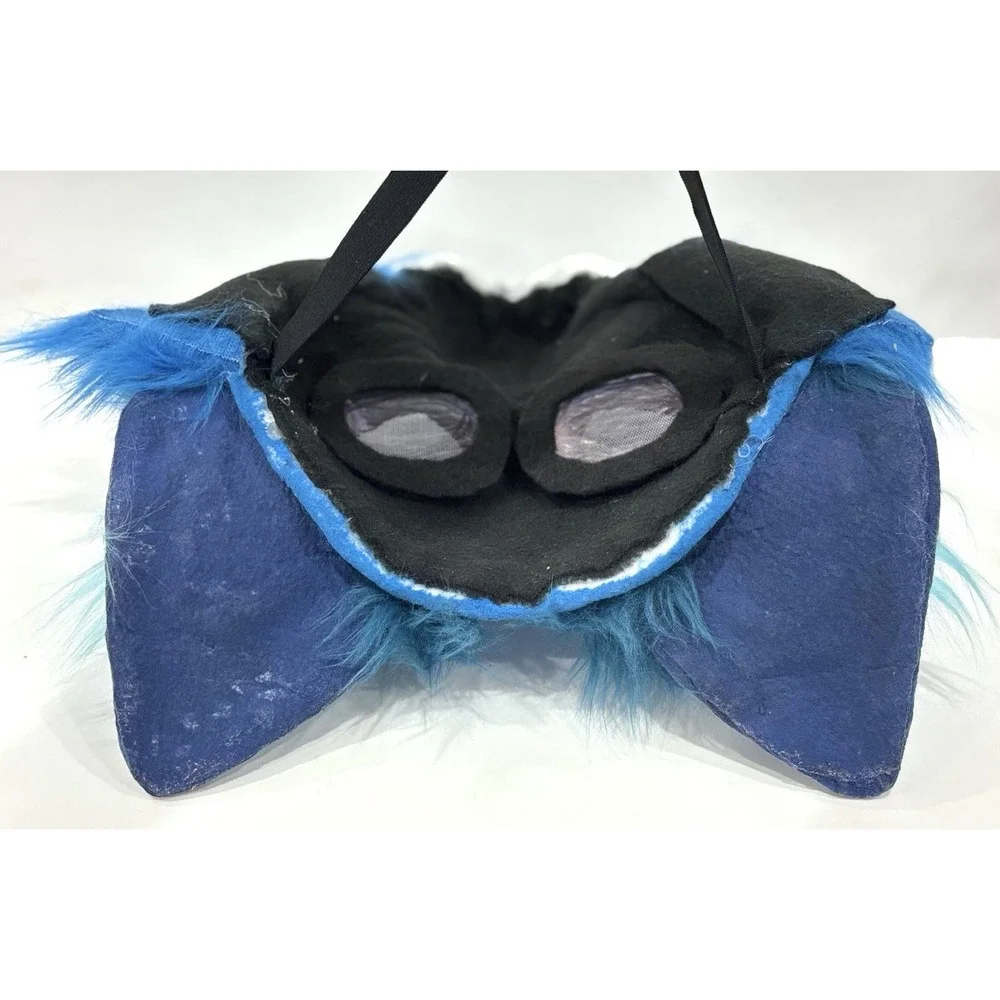 Blue Wolf Fursuit Head Mask Faux Fur Animal Costume Cosplay Character